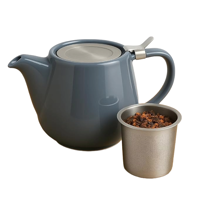 Ceramic Teapot & Stainless Steel Infuser Basket